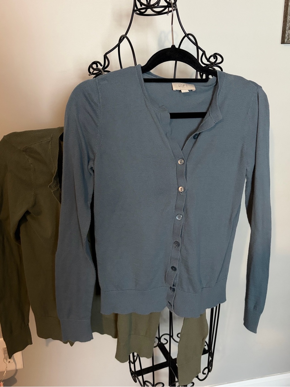 LOFT Slate Blue Lightweight & moss green XS  Women's Cardigan two tops shirts